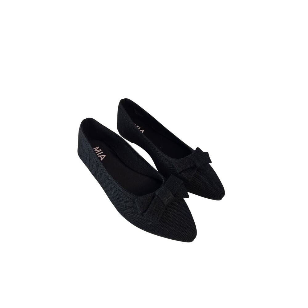 Black MIA Jinnie Ballet Flats with Bow | Size 6
